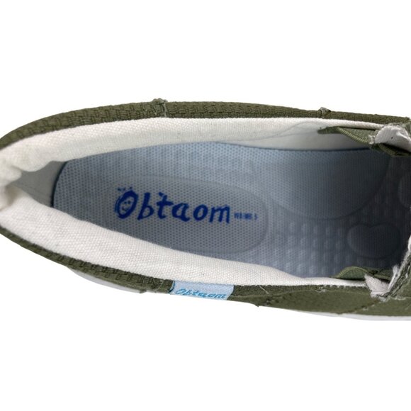 Obtaom Olive Green Slip On Shoes Canvas Sneakers Womens 8 Mens 6.5 - Picture 9 of 10